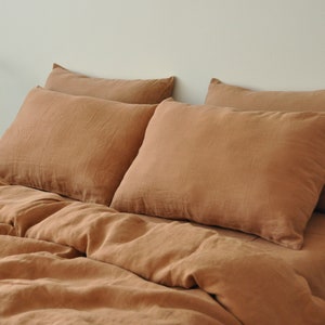 Clay linen pillowcase 1 Pillowcase Brown pillow cover King Queen Standard Euro Custom size Envelope closure Stonewashed