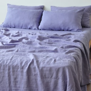 Lavender linen flat sheet 1 Flat sheet Softened linen sheet Stonewashed linen Purple linen bedsheet Farmhouse decor
