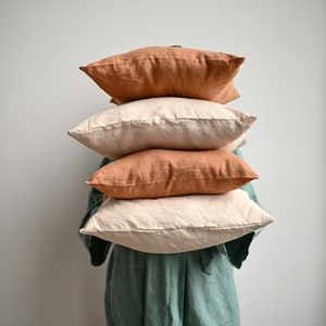 Decorative linen pillow cover Softened linen pillowcase Decorative Custom size pillowcase Zipper closure type