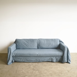 Dusty blue linen sofa slipcover Couch throw Softened linen drop cloth couch cover Eco friendly bedspread Custom size bed cover