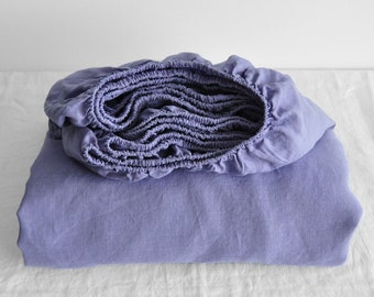 Lavender linen fitted sheet 1 Fitted sheet Gray purple Softened linen sheet Stonewashed linen Linen bedsheet Farmhouse decor