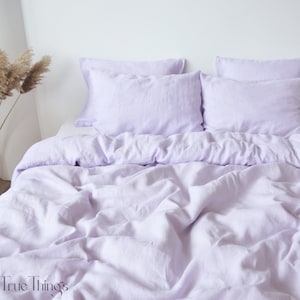 Lilac linen pillowcase King Queen Standard Euro Decorative Toddler, Body, Lumbar, Custom size Envelope closure