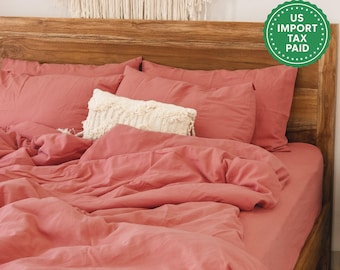 Rust pink linen pillowcase Linen pillow cover King Queen Standard Euro Deco Toddler, Lumbar, Custom size Envelope closure