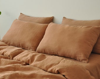 Clay linen pillowcase 1 Pillowcase Brown pillow cover King Queen Standard Euro Custom size Envelope closure Stonewashed