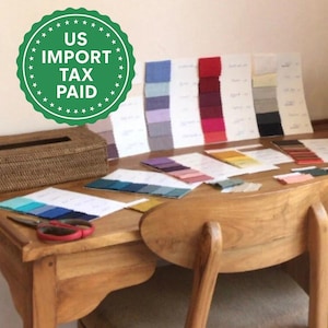 Amostras de tecido de linho para casa com 85 cores Amostras de tecido de linho True Things Amostras de tecido de linho com estampa waffle Paleta de retalhos de tecido