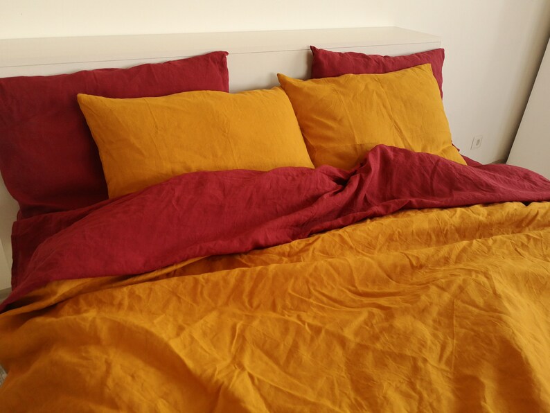 Turmeric Linen Pillowcase / 1 Pillowcase / Orange Pillow Cover Etsy