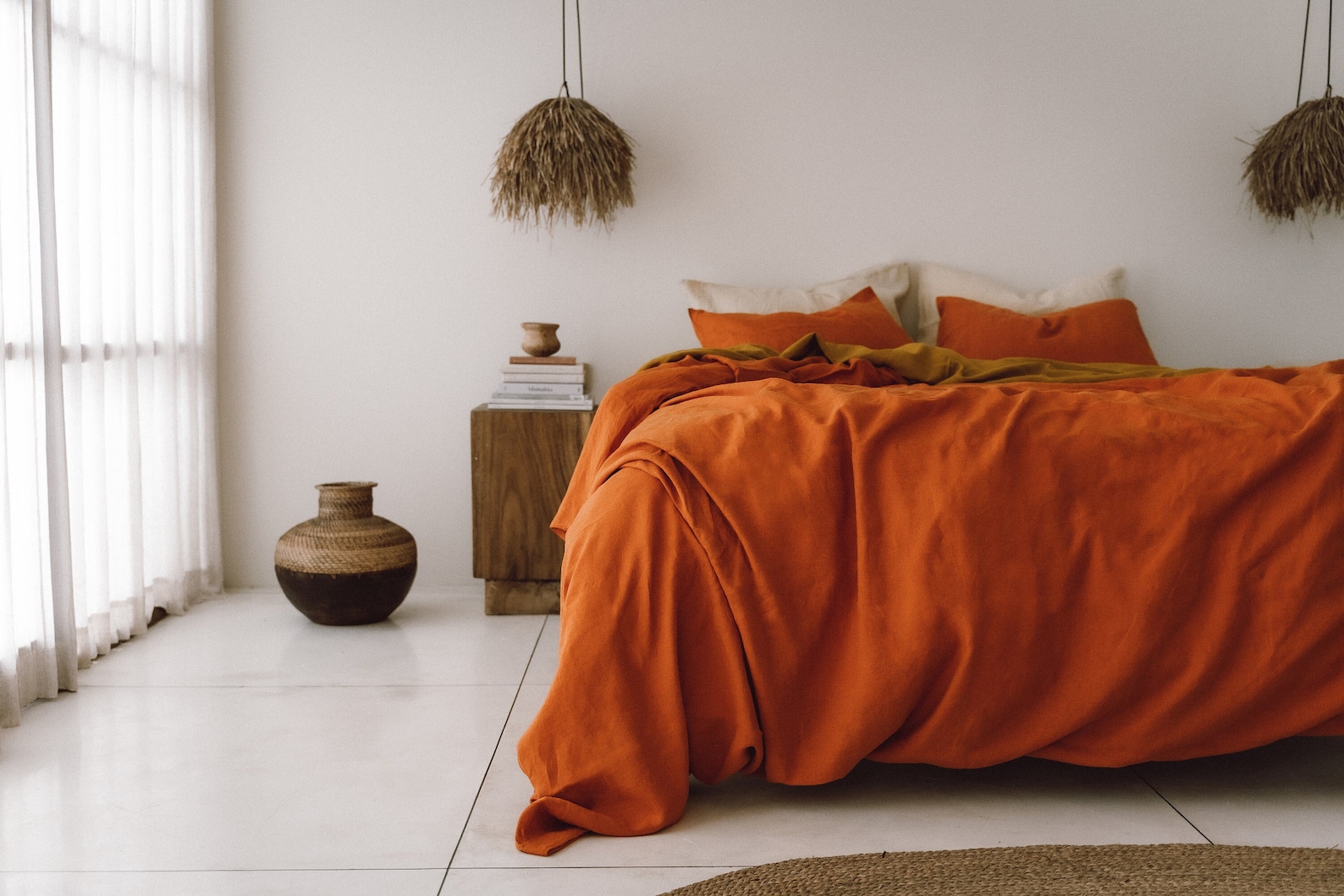 Burnt Orange Linen Duvet Cover / 1 Duvet Cover / Softened Etsy