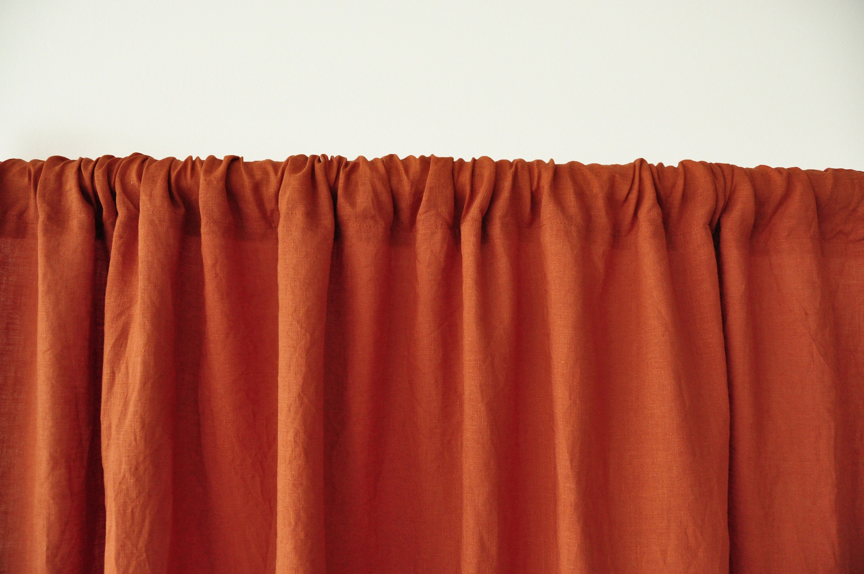 Burnt orange linen curtains / 2 panels / Stonewashed linen Etsy