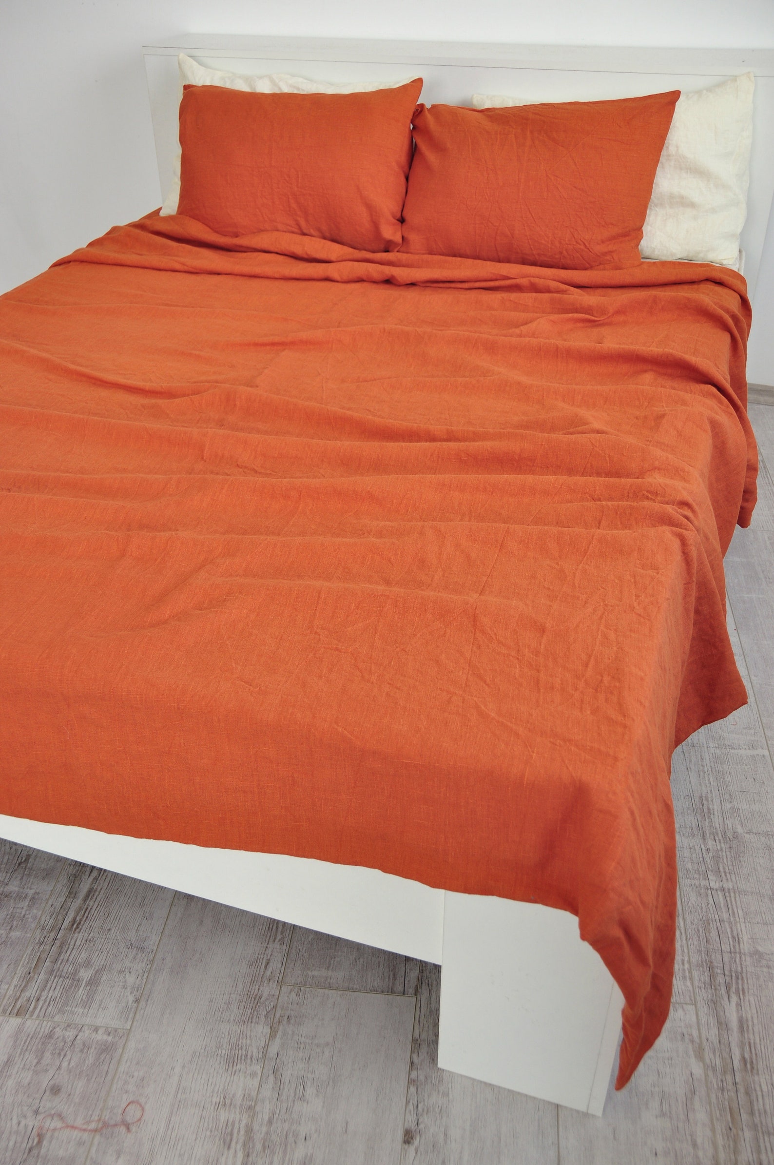 Burnt Orange Linen Sheet Set / 1 Flat Sheet 1 Fitted Sheet - Etsy