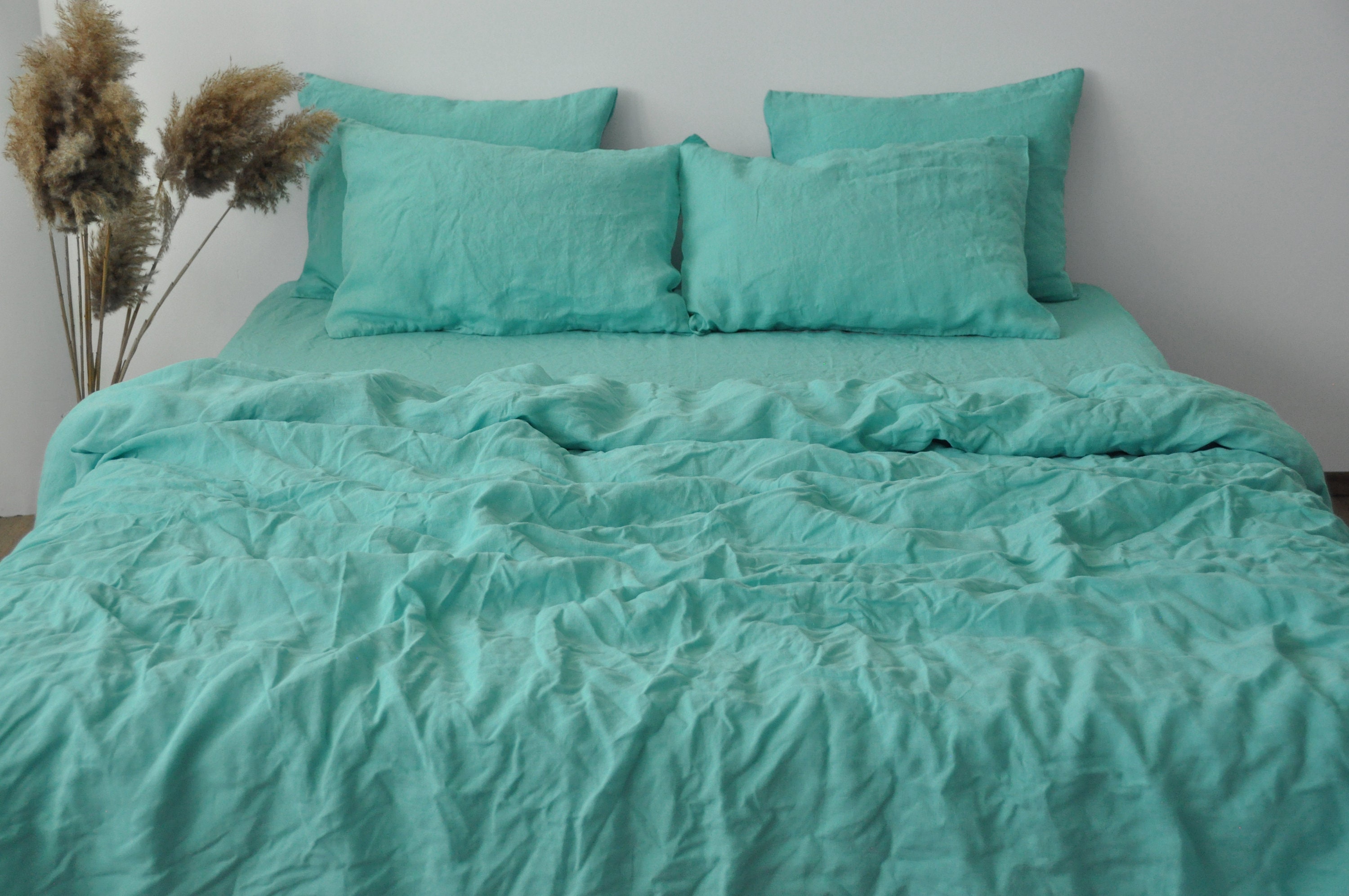 Cyan Linen Duvet Cover / 1 Duvet Cover / Softened Linen / Etsy UK