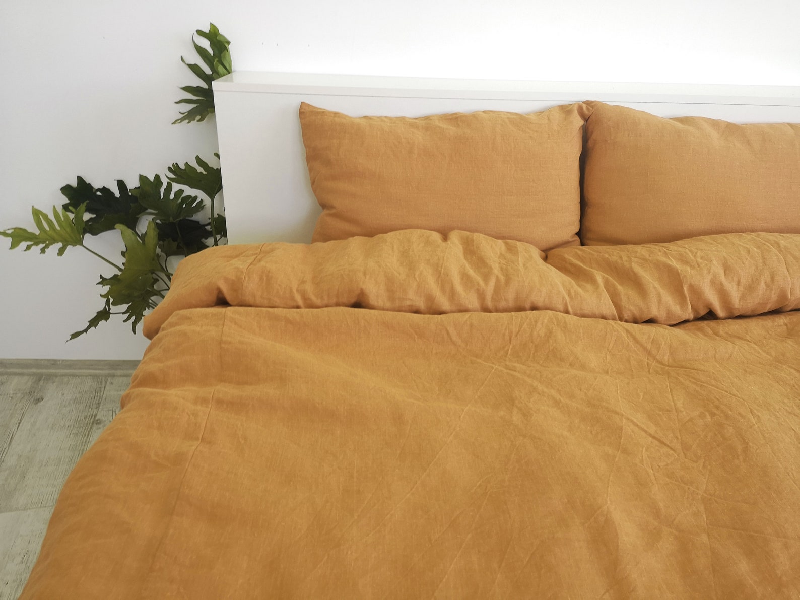 Ochre linen bedding set / Duvet cover Pillowcases in ochre Etsy