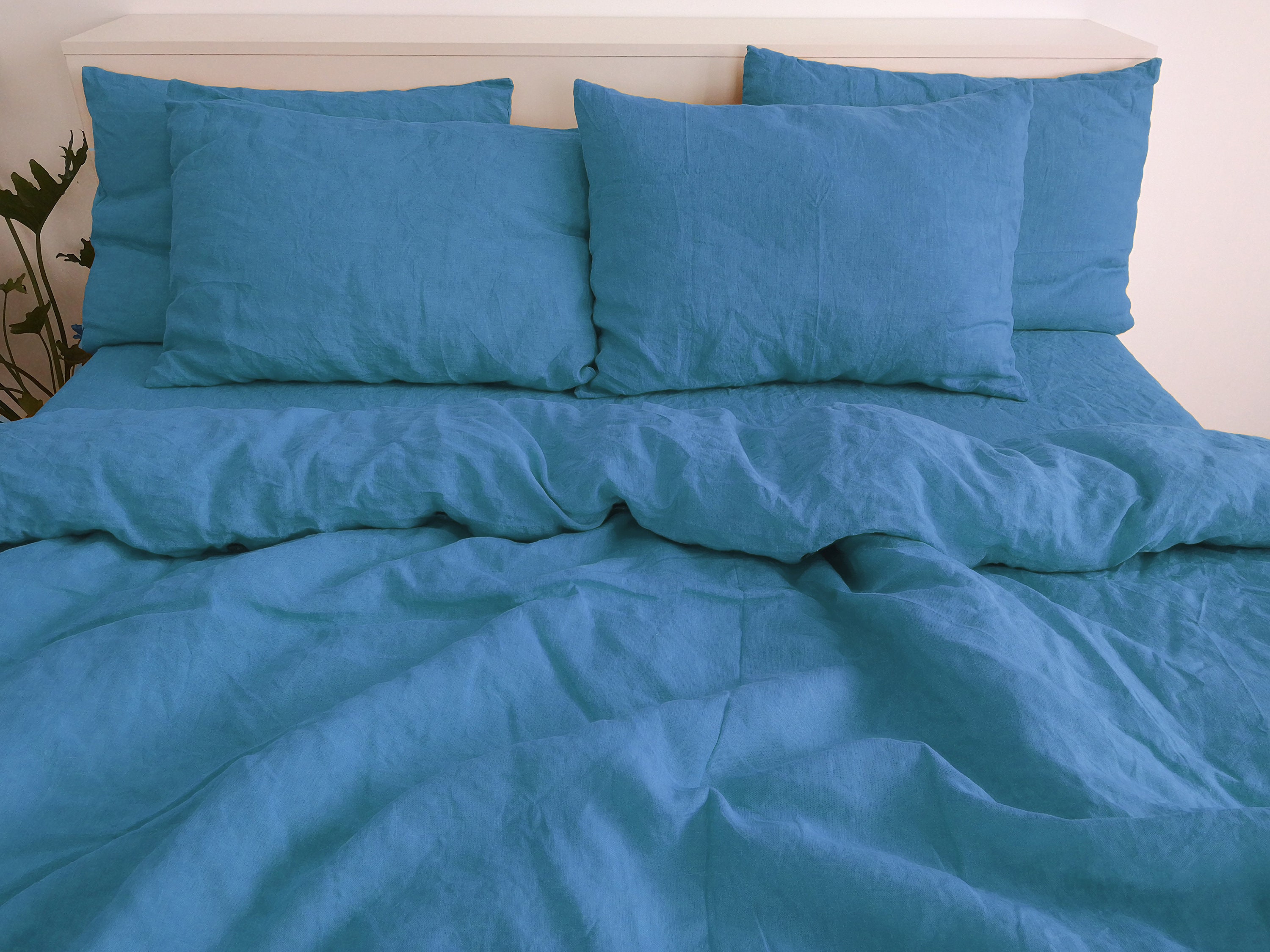 Denim blue linen duvet cover / 1 duvet cover / Softened linen Etsy