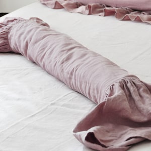 60 colors bolster ruffled woodrose and other colors linen pillow cover Linen pillowcase with ruffles Custom size pillow case