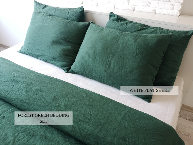 Forest Green Linen Pillow Cover Emerald Green Linen Etsy