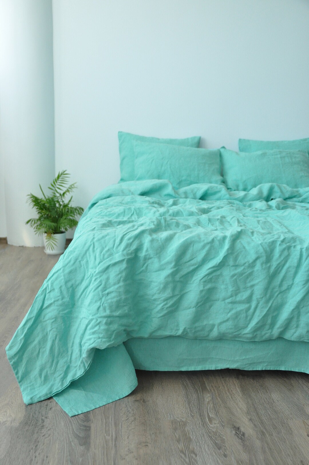 Cyan Linen Duvet Cover 1 Duvet Cover Softened Linen Turquoise Comforter