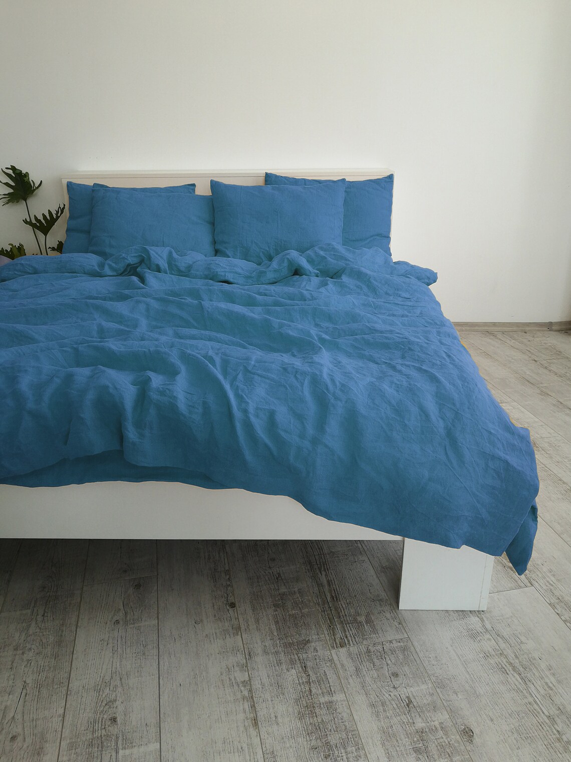 Denim blue linen duvet cover / 1 duvet cover / Softened linen Etsy