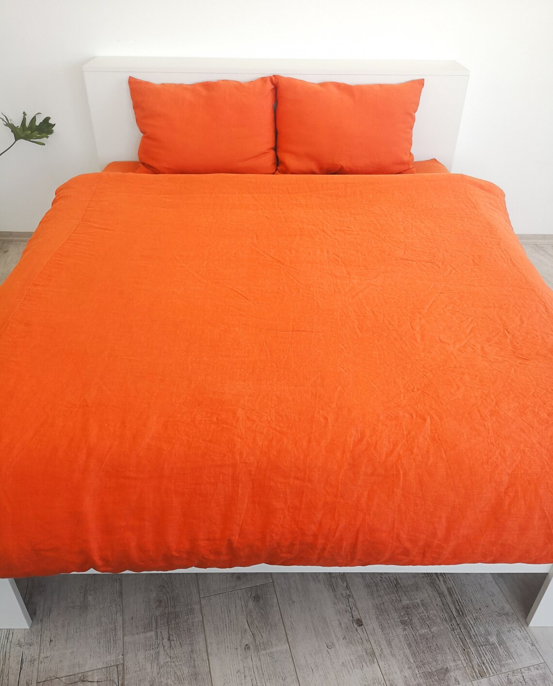Bright orange linen bedding set / 1 Duvet cover 2 Etsy