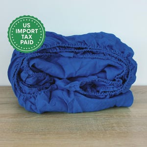 Royal blue linen fitted sheet 1 Fitted sheet Softened linen sheet Stonewashed linen Linen bedsheet Bright blue fitted sheet
