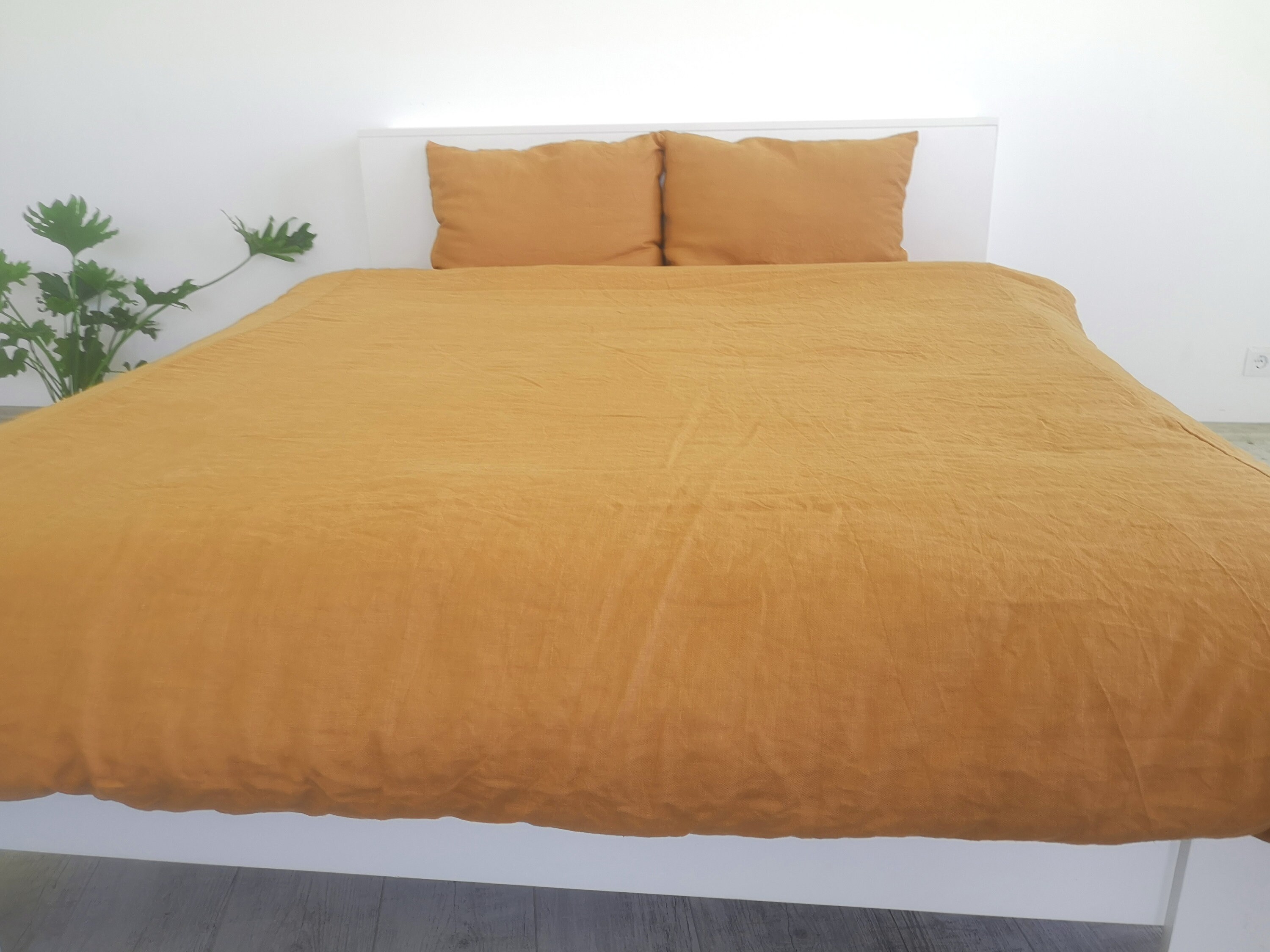 Ochre Linen Duvet Cover / 1 Duvet Cover / Softened Linen / Etsy