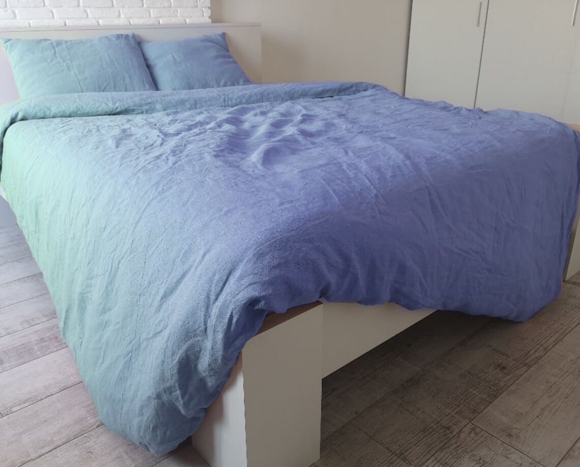 Cornflower blue linen duvet cover / 1 duvet cover / Softened Etsy