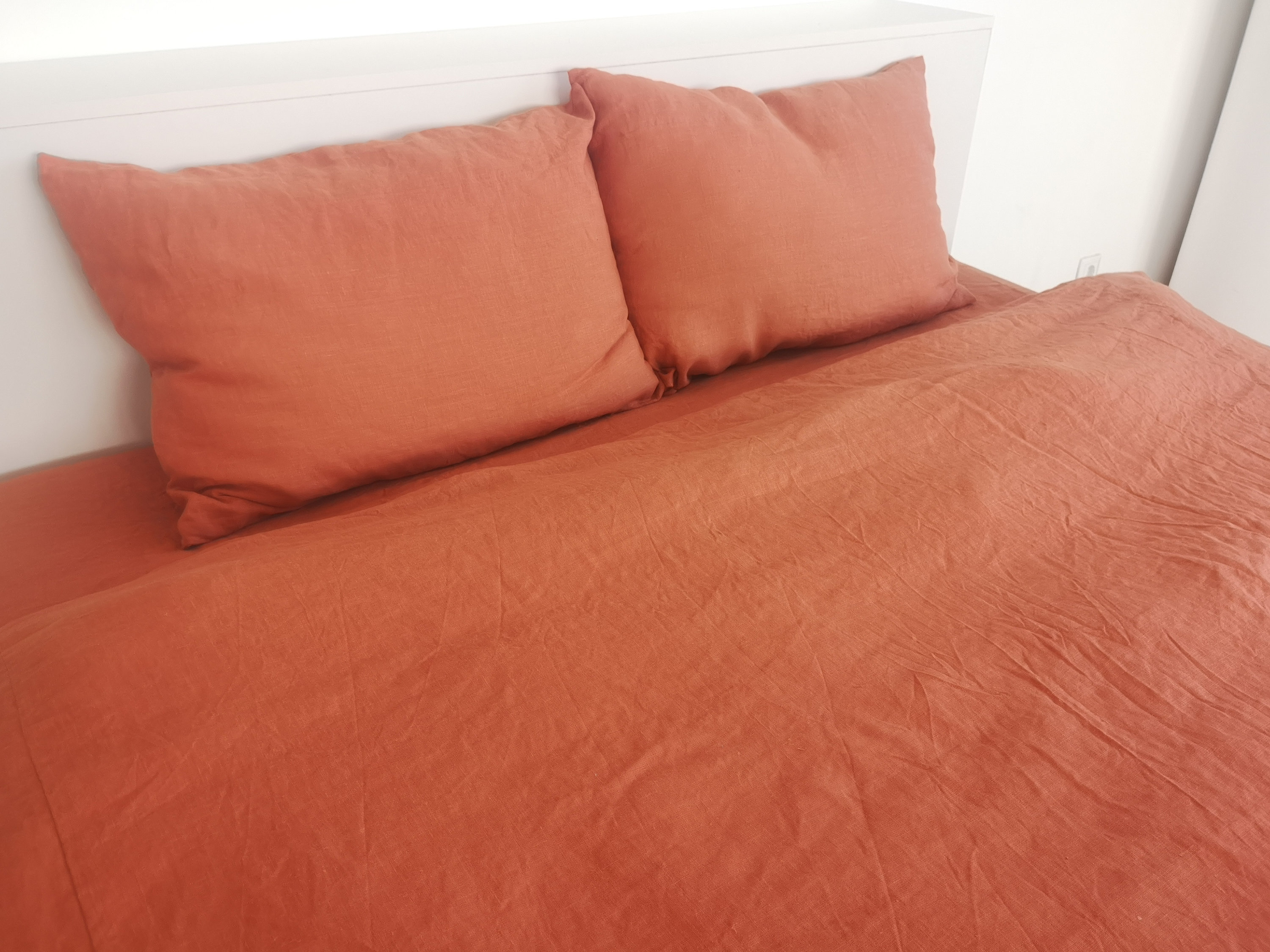 Burnt orange linen pillowcase / Burnt orange pillow cover / Etsy