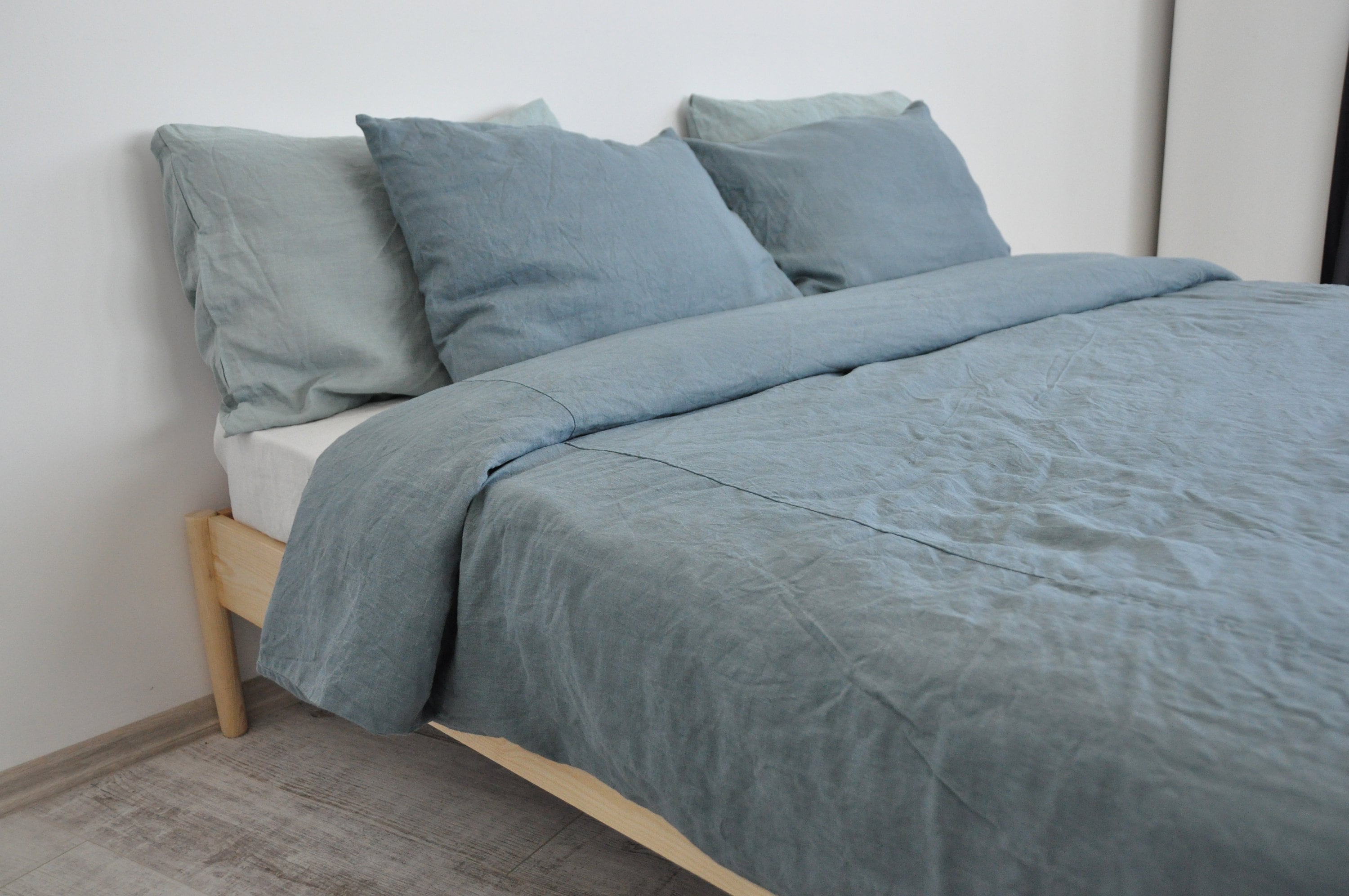 Dusty Blue Linen Bedding Set / 1 Duvet Cover 2 Pillowcases / Etsy