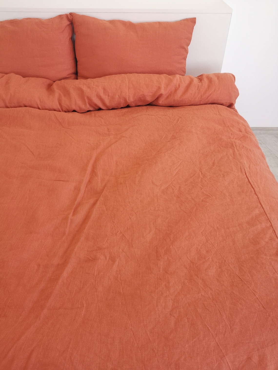 Burnt orange linen bedding set / 1 Duvet cover 2 Pillowcases Etsy