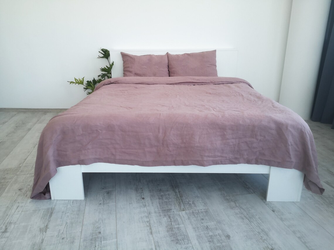 Mauve linen duvet cover / 1 duvet cover / Softened linen / Etsy