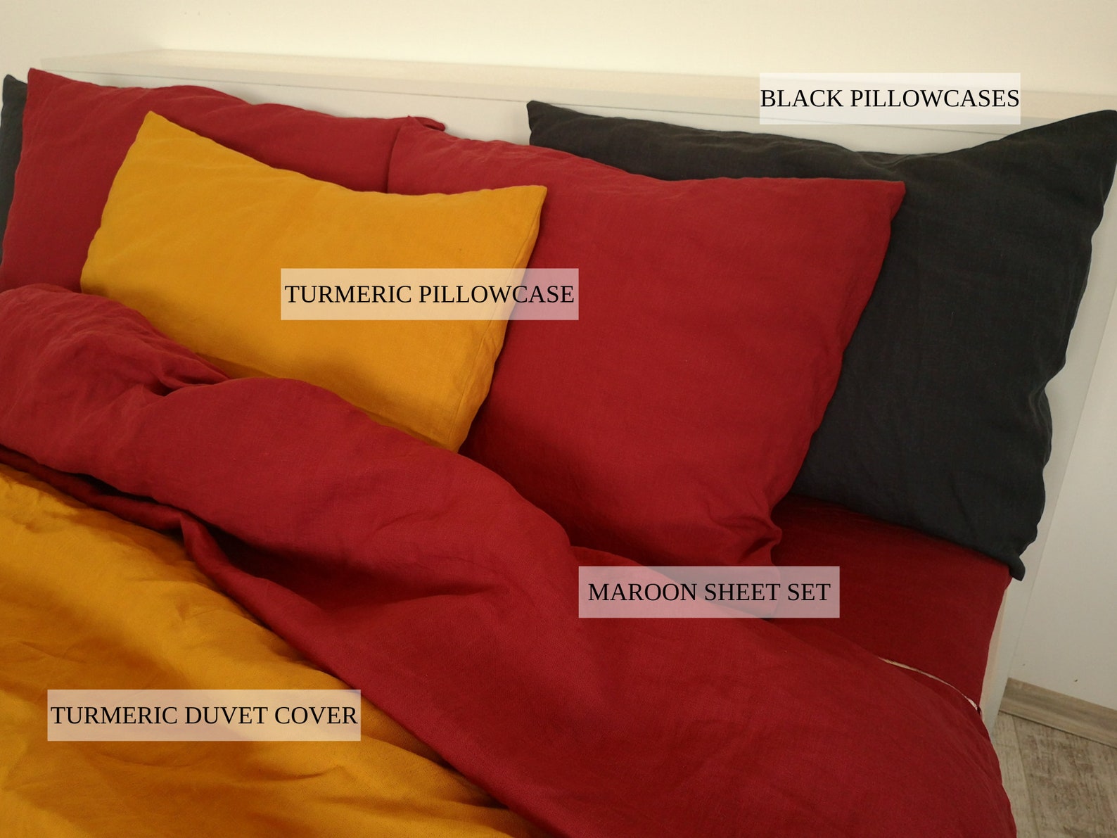 Turmeric Linen Pillowcase / 1 Pillowcase / Orange Pillow Cover Etsy