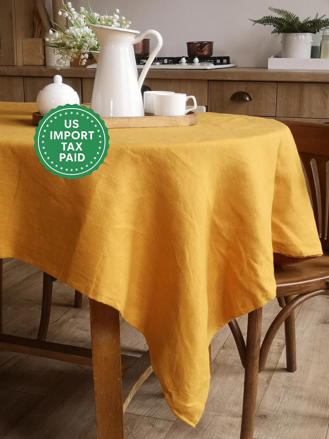 Turmeric and Other Colors Linen Tablecloth Round Rectangle Square ...