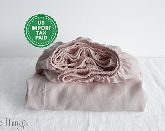 Dusty pink linen fitted sheet 1 Fitted sheet Softened linen sheet Stonewashed linen Linen bedsheet