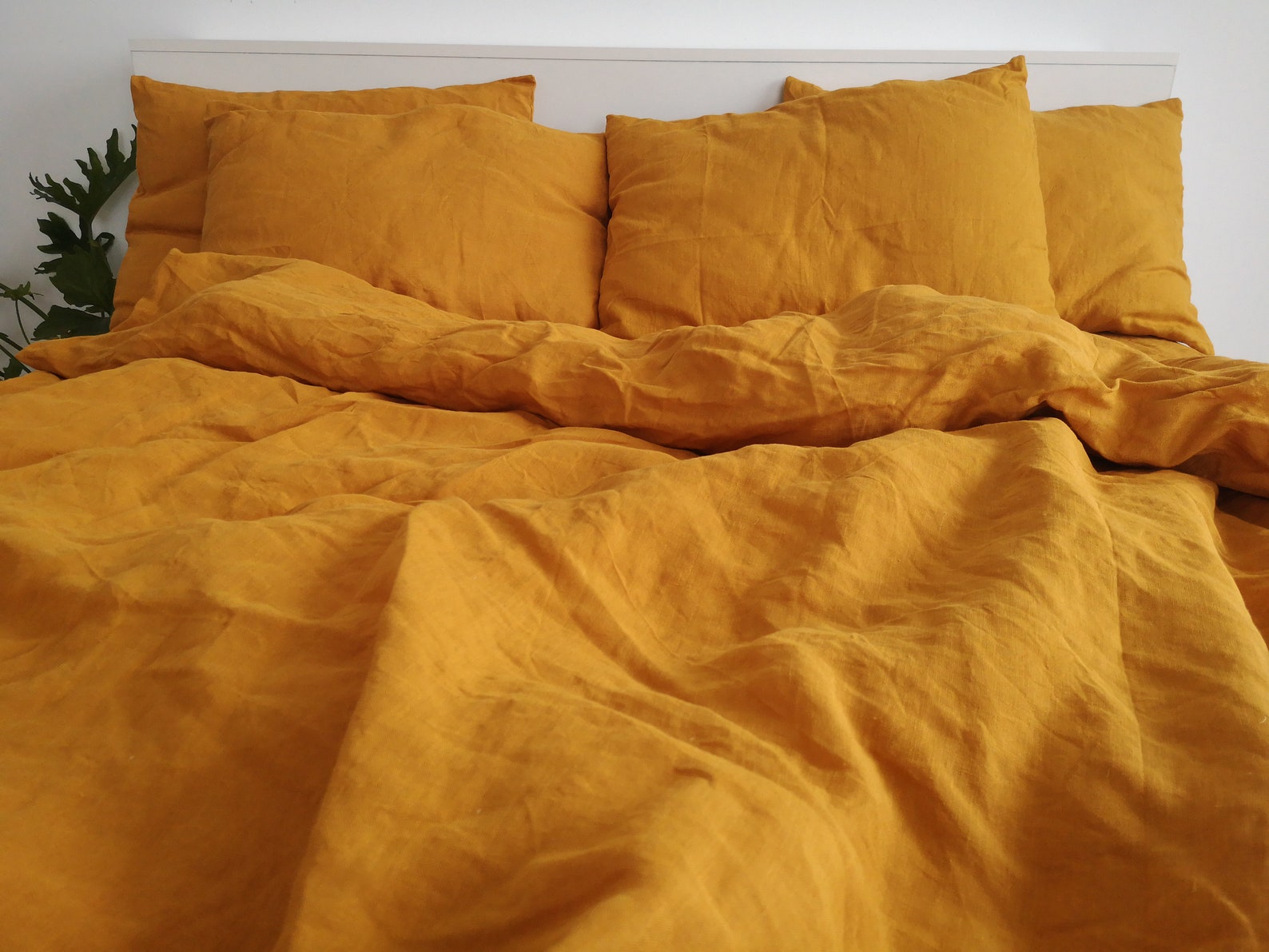 Turmeric linen pillowcase / 1 Pillowcase / Orange pillow cover Etsy