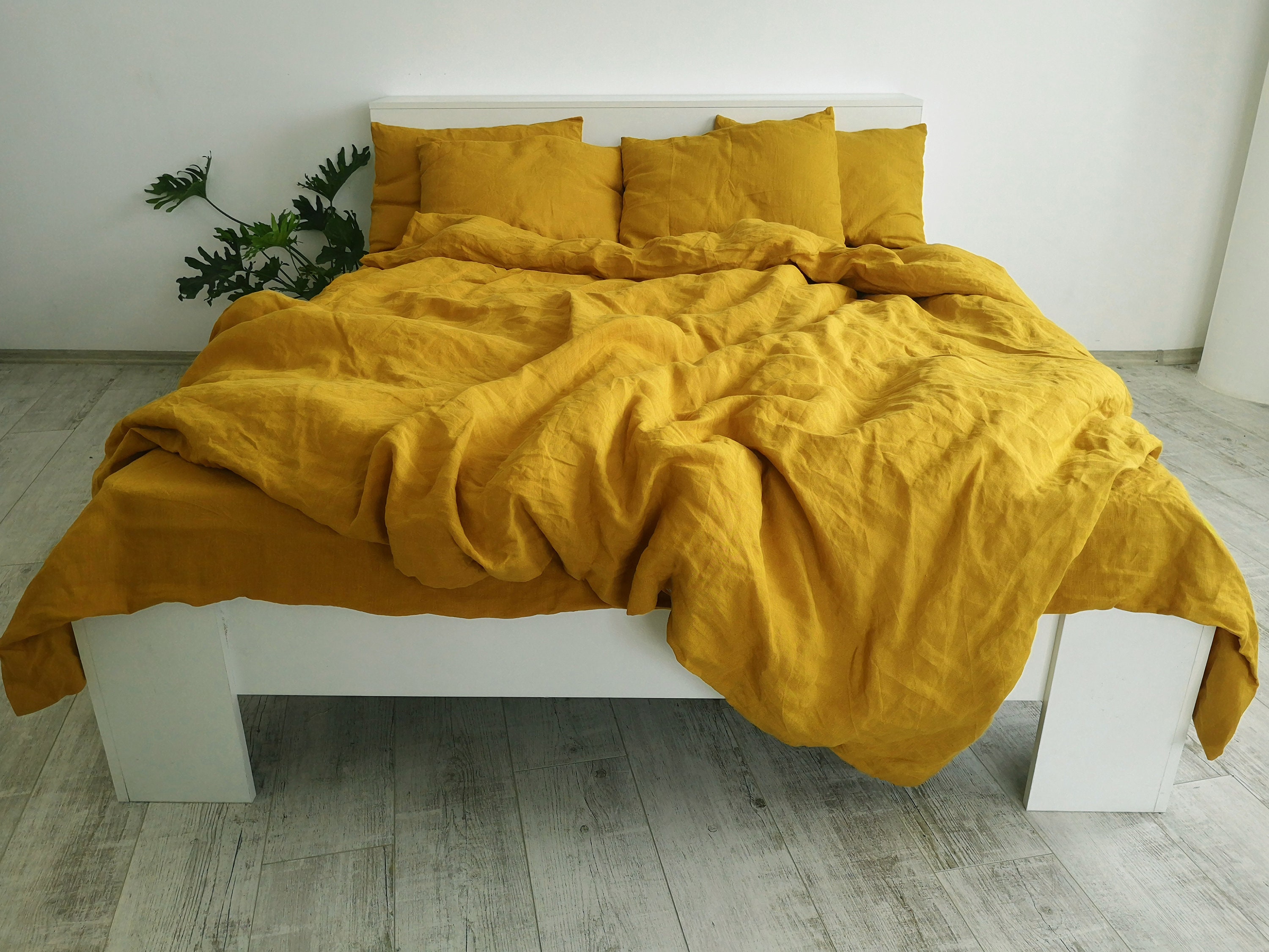 READY TO SHIP / Mustard linen duvet cover / 1 Queen duvet Etsy