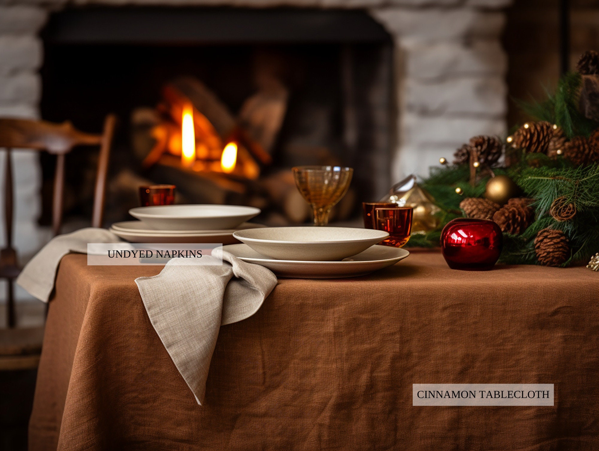 60色のクリスマスリネンナプキンセット 柔らかいリネン クリスマス