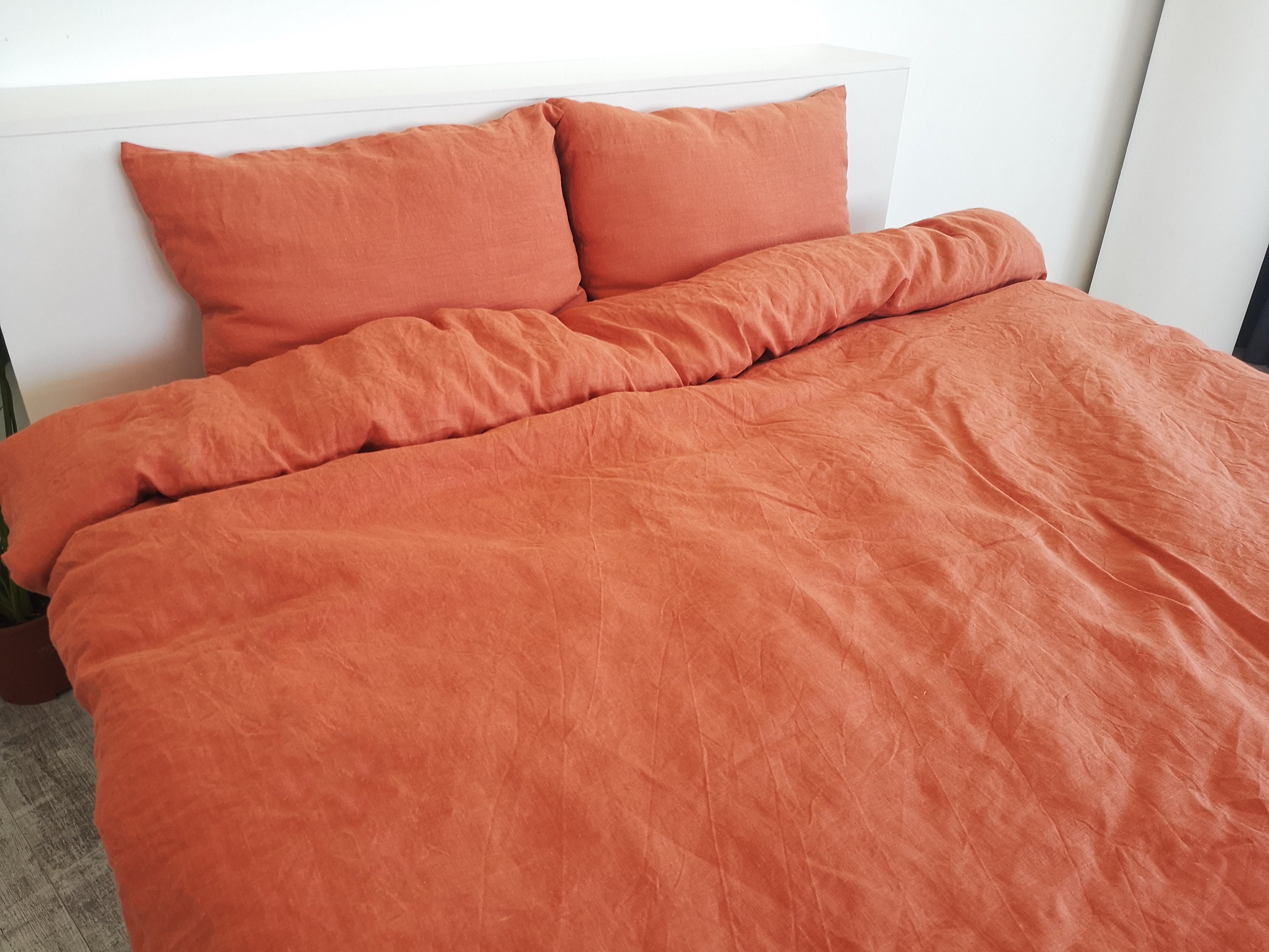 Burnt orange linen duvet cover / 1 duvet cover / Softened Etsy