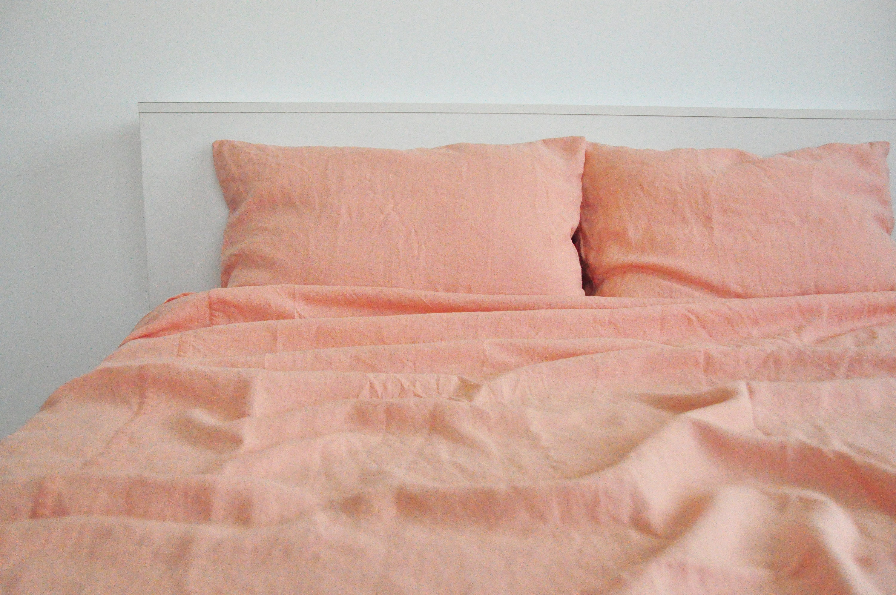 Peach linen sheet set / 1 flat sheet 1 fitted sheet 2 Etsy