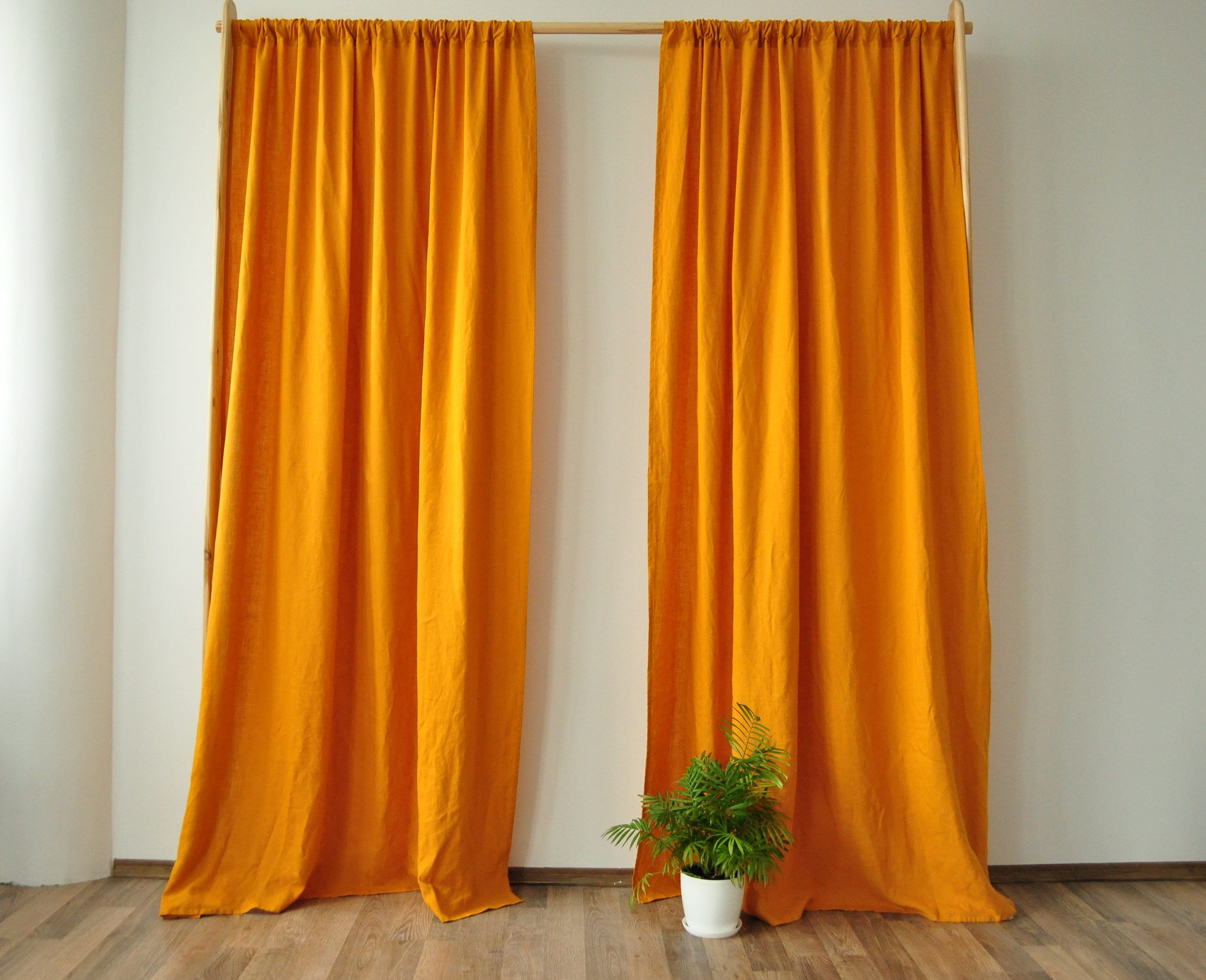 Turmeric Regular and Blackout Linen Curtains 2 Panels Unlined Cotton  Blackout Lining Medium Weight Linen Custom Size 