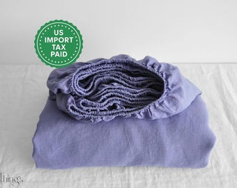 Lavender linen fitted sheet 1 Fitted sheet Gray purple Softened linen sheet Stonewashed linen Linen bedsheet Farmhouse decor