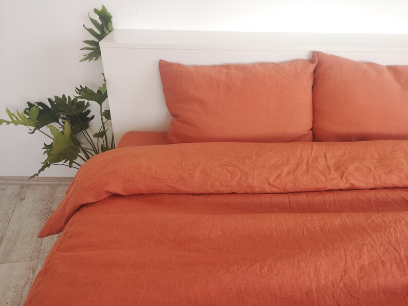 Burnt orange linen pillowcase / Burnt orange pillow cover / Etsy