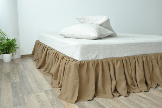 Fancy Linen Elastic Bed Ruffles Bed-Skirt 14" Drop Solid Taupe All Sizes New 
