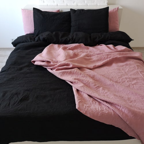 Black Linen Bedding Set / 1 Duvet Cover 