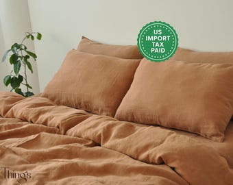 READY TO SHIP Clay linen pillowcase 2 Pillowcase Brown pillow cover King Queen Standard Euro Custom size Envelope closure Stonewashed