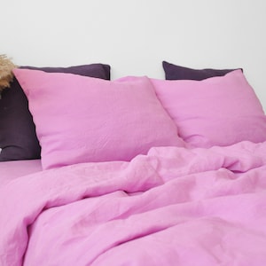 Bubble gum linen pillowcase Pink pillow cover King Queen Standard Euro Decorative Australian, Custom size Envelope closure