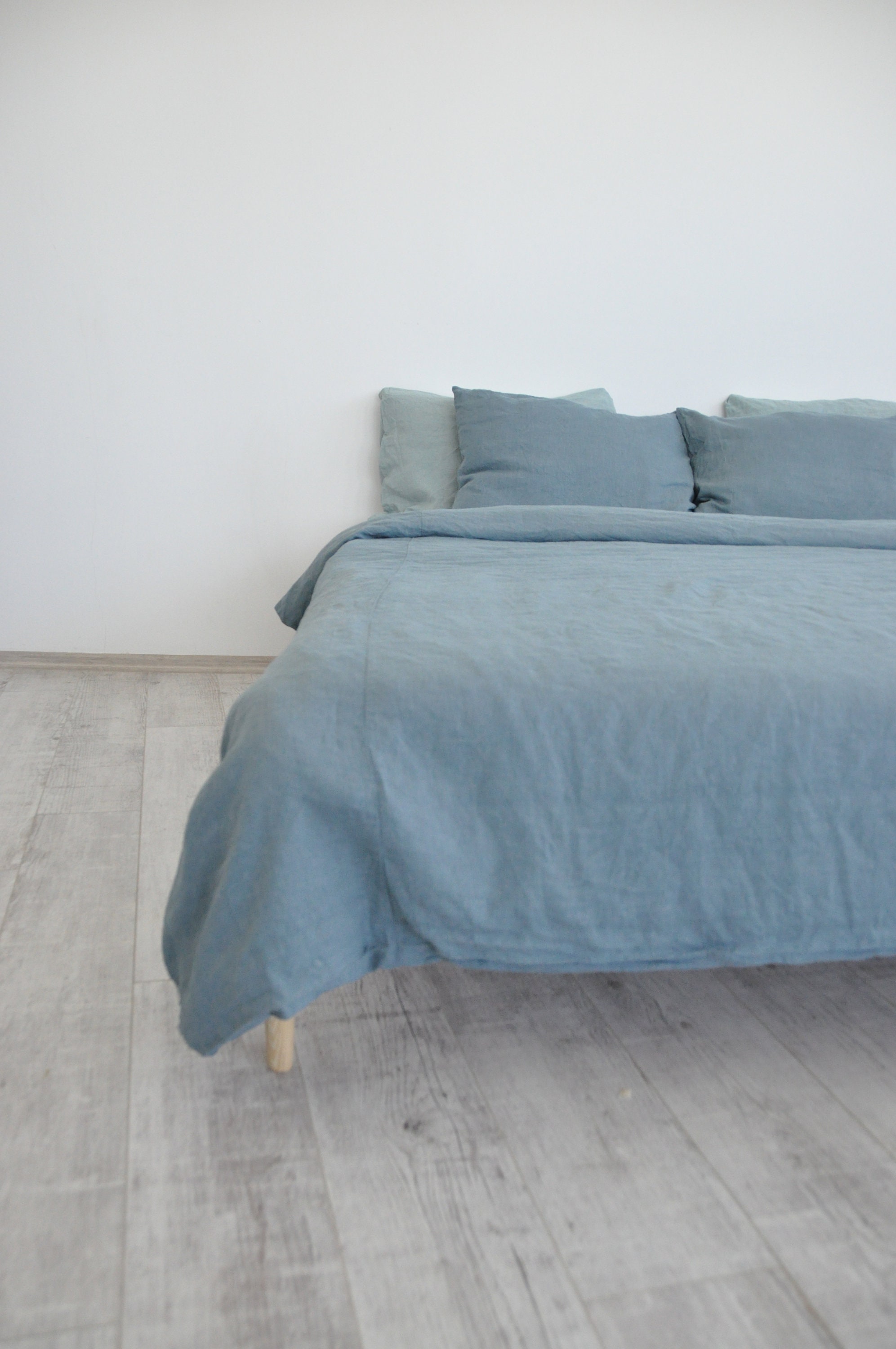 Dusty Blue Linen Bedding Set / 1 Duvet Cover 2 Pillowcases / Etsy