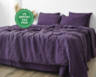 Deep Purple Linen Duvet Cover Duvet Cover Softened Linen Dark - Main Image