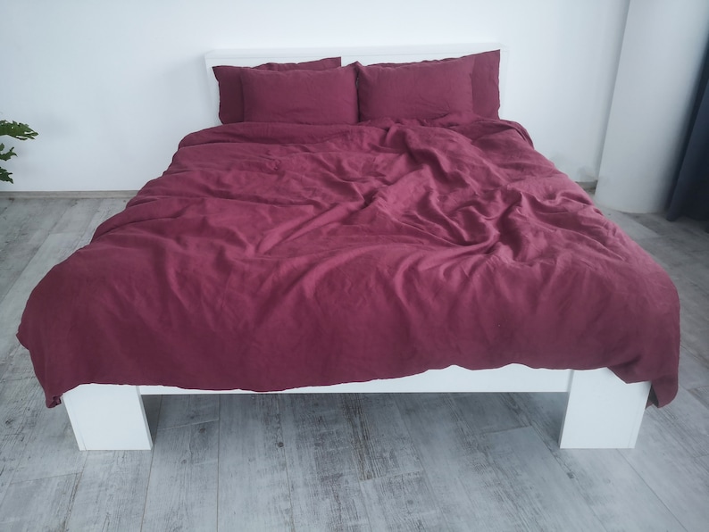 Raspberry pink linen duvet cover / 1 duvet cover / Softened Etsy