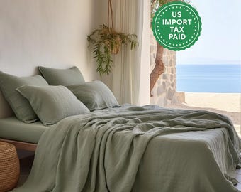 Grått salvia linneörngott Grönt örngott Kung Queen Standard Euro Dekorativ australisk, Anpassad storlek Kuvertförslutning