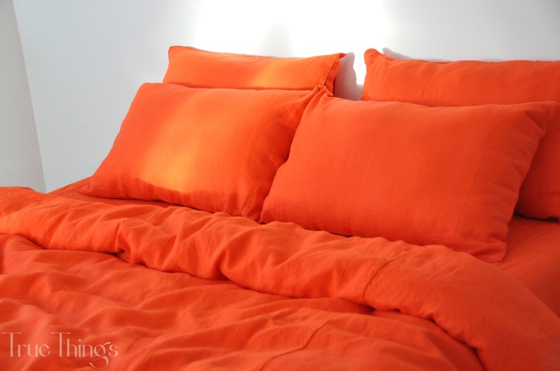 Bright Orange Linen Pillowcase / Linen Pillow Cover / King Etsy