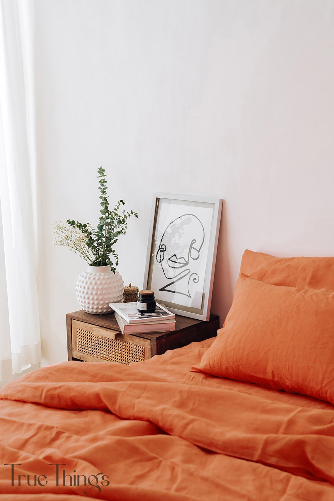 Burnt Orange Linen Duvet Cover / 1 Duvet Cover / Softened Etsy