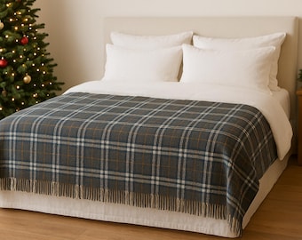Graue und weiße Hälfte Wolle Tartan Plaid Decke weicher, gemütlicher Überwurf, warme Wollmischung Bett kariert für Zuhause oder Sofa